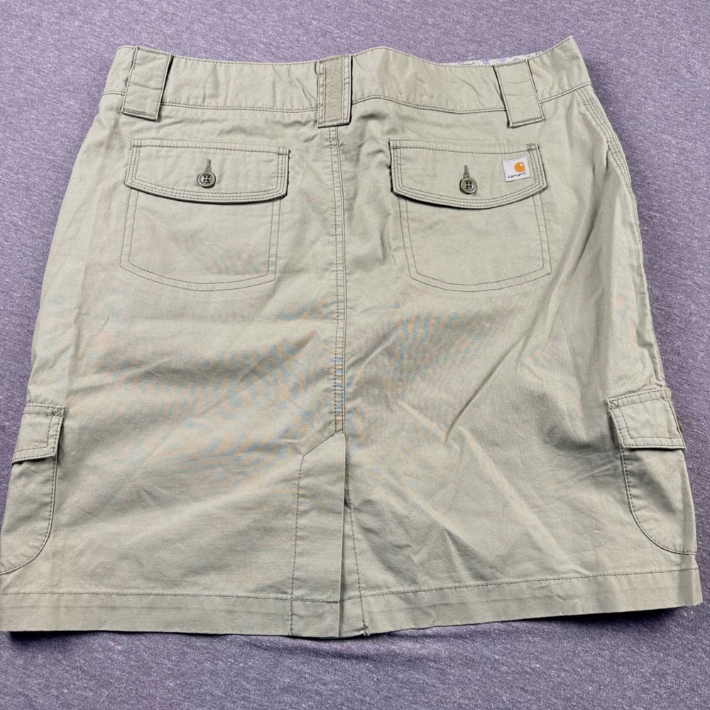 Carhartt Womens Olive Green Cotton Cargo Mini Skirt WB067 Size 12 Utility Canvas - Picture 7 of 7